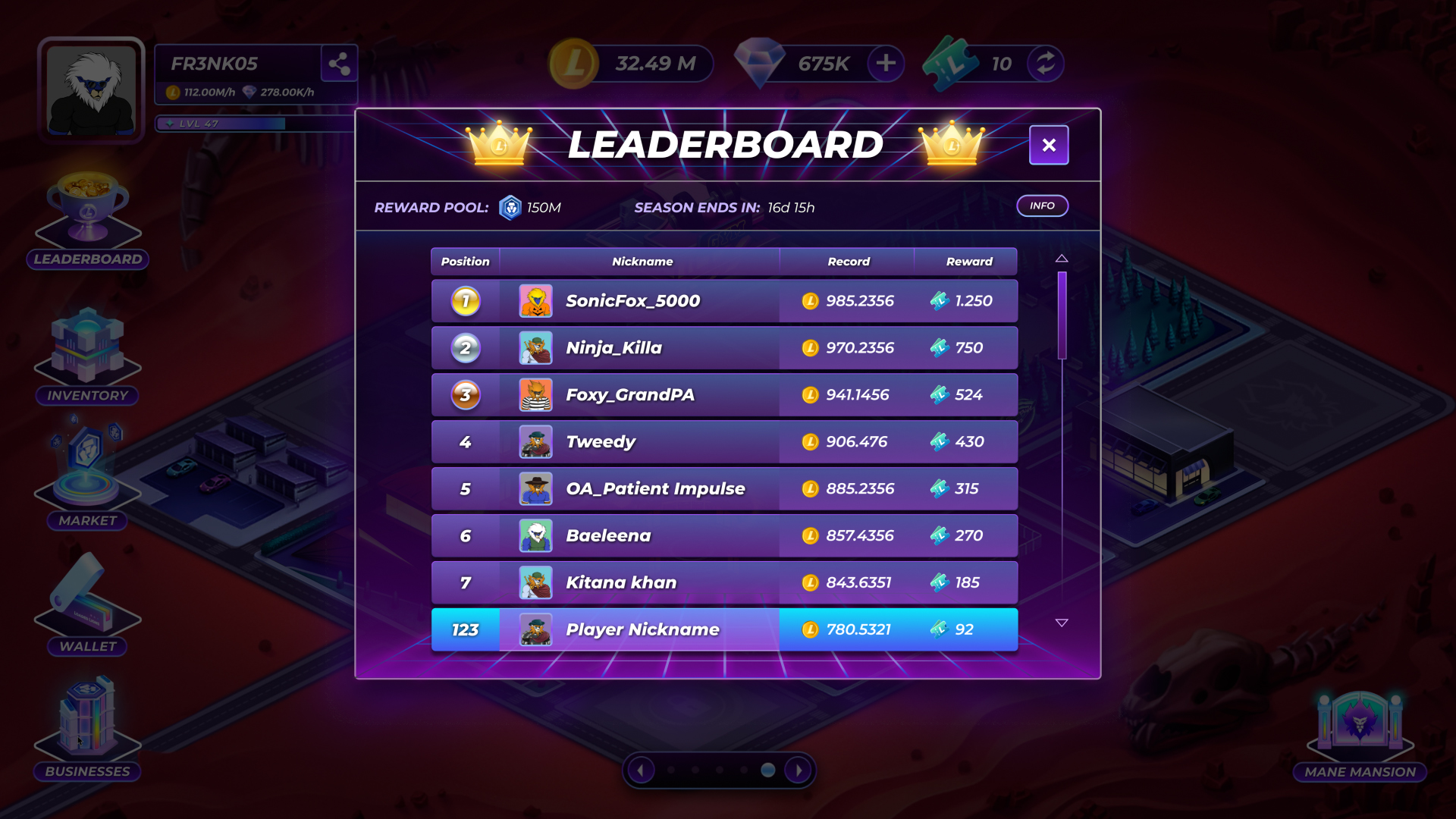 Vista della leaderboard della Competitive Mode dal Playbook ufficiale